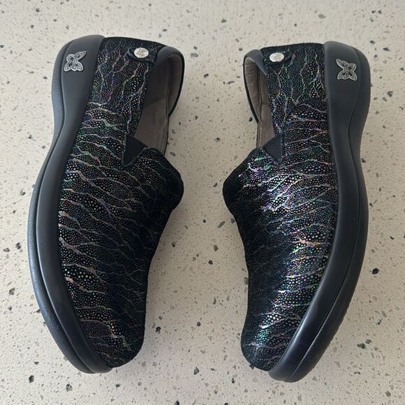 Alegria Women’s Sparkly Black Multi Colored Shoes Slip On Size EU40 / US 9.5-10 - Picture 4 of 12